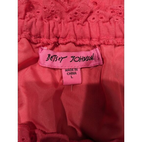 Betsy Johnson Paradise Pink On/Off Shoulder Cotton Eyelet Midi, M - Picture 15 of 15
